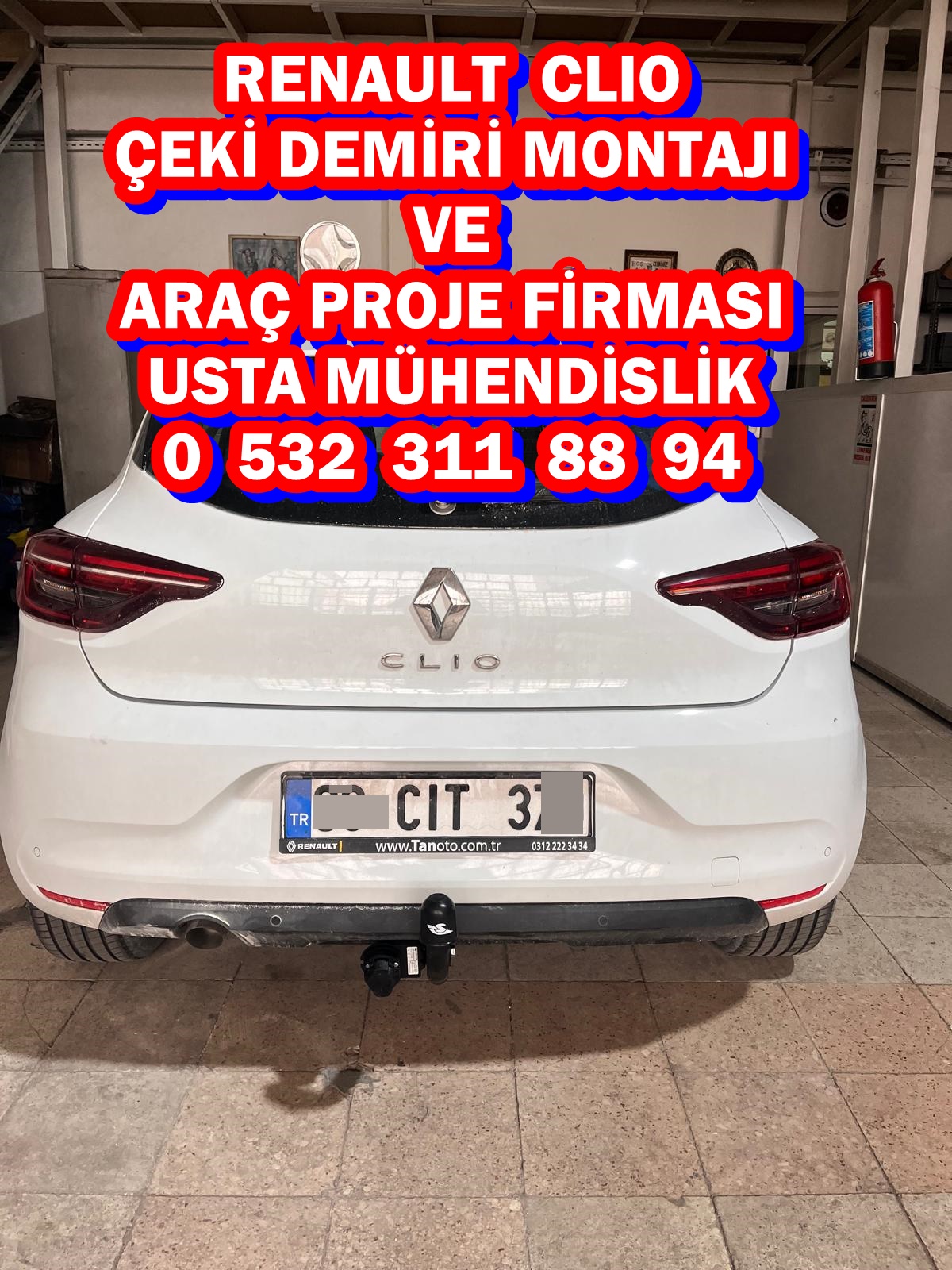 Renault Clıo Çeki Demiri Takma montajı ve araç proje firması Ankara usta mühendislik 05323118894
